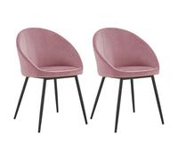Lot de 2 chaises vintage diane velours rose