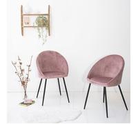 Lot de 2 chaises vintage DIANE velours rose