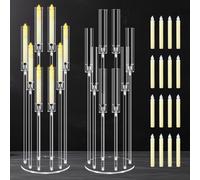 Lot de 2 chandeliers à 8 branches en acrylique transparent pour décoration de table, pour mariage, dîner, cheminée, décoration d'intérieur, bougeoirs avec 16 bougies LED