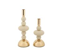 Lot de 2 Chandeliers Galaxy 30cm Crème & Or