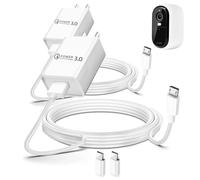 Lot de 2 chargeurs rapides QC3.0 de 3 m pour appareil photo Arlo Pro/Pro2, câble d'alimentation 9 V pour Arlo, Q, GO, Essential Spotlight XL/XL 2ème, Ring Stick Cam, Wyze Cam Pan v3 v2, Blink, Yi Home