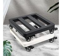 Lot de 2 chariots à plantes, support à roulettes pour pot de fleurs en métal avec roulettes, support de pot de fleurs noir et blanc, chariot à plantes en acier massif, pots de fleurs mobiles (taille