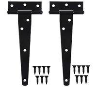 Lot de 2 charnières en T robustes de 150 mm avec vis pour portes de grange, portes de grange, portes de jardin, noir (15,2 cm)