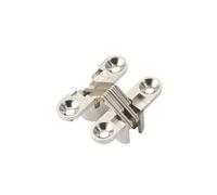 Lot de 2 charnières invisibles 12 x 43 mm, fermeture silencieuse, charnière croisée dissimulée, for porte d'armoire, boîtes en bois for meubles pliants(Silver)