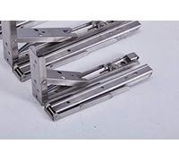 Lot de 2 charnières pliantes solides - Équerre - En acier inoxydable - Pliable avec une grande capacité de charge - Différentes tailles - 29,5 x 11 x 1 cm - Argenté