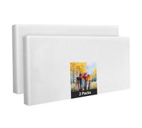 Lot de 2 châssis de 60 x 110 cm - Toile blanche en polyester à peindre, prête à l'emploi, convient pour les peintures acryliques ou les peintures textiles, fournitures de projet de bricolage pour
