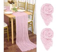 Lot de 2 chemins de table en toile à fromage, rose pâle, 90 x 300 cm, rose clair, toile rustique, chemin de table bohème
