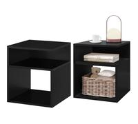 Lot de 2 Chevet avec 2 Compartiments Ouverts - Table de Nuit en Bois - Design Simple - 35x35x41cm - Noir