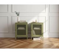 Lot de 2 chevets 1 porte CLARA métal édition limitée vert BOBOCHIC Vert
