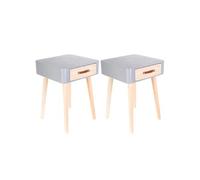 Lot de 2 Chevets Carrés 1 Tiroir Gris et Bois - CAREL -