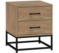 Lot de 2 chevets effet bois exotique - 2 tiroirs - piètement poignées métal noir Marron G