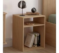 IDMARKET Lot de 2 tables de chevet NORA avec rangements ouverts effet lattes et bois