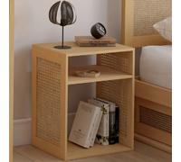 IDMARKET Lot de 2 tables de chevet NORA avec rangements ouverts cannage et bois