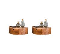 Lot de 2 chevets suspendus 1 tiroir 40x20x12 cm en acacia naturel
