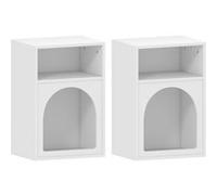 Lot de 2 tables de chevet - HOMCOM - compartiments ouverts - design arqué - MDF - 40 x 30 x 60 cm - blanc