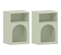 HomCom Tables de chevet Lot de 2 - MDF, design arqué, compartiments ouverts - 40x30x60 cm vert clair
