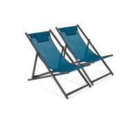 Lot de 2 chilienne en acier L. 102 cm bleu H. 82 cm pliable
