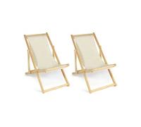 Lot de 2 chilienne en bois H. 63 cm L. 103 cm pliable