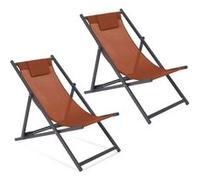 IDMarket - Lot de 2 chiliennes Lota en Acier et Toile textilène Terracotta