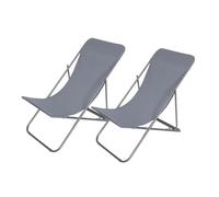 Lot de 2 chiliennes coloris ardoise en acier / polyester - L. 98 x P. 56 x H. 35/75 cm