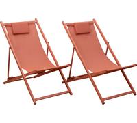 Lot de 2 chiliennes CYPRUS - textilène terracotta/structure terracotta