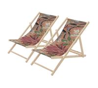 Lot de 2 chiliennes - ECD Germany - Motif floral - Bois - Pliables 3 positions - 120 kg max