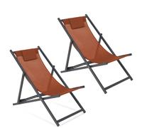 IDMarket - Lot de 2 chiliennes Lota en Acier et Toile textilène Terracotta