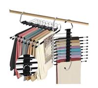 Lot de 2 cintres Pliables à 9 Couches - pour économiser de l'espace - Multifonctionnel - Trou de Suspension pour penderie, Pantalon, écharpe, Jeans (Noir)