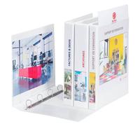 Lot de 2 - Classeur 4 anneaux cartonné Bruneau personnalisable A4 - Dos 3,5 cm blanc - - Bruneau