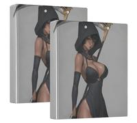 Lot de 2 classeurs à 3 anneaux de 1,5 cm et demi avec couverture de poche, 1/2 paquets de classeurs d'école, couverture rigide, motif faucheuse sexy