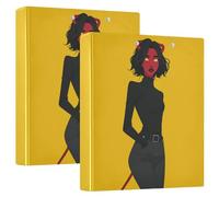 Lot de 2 classeurs à 3 anneaux de 1,5 cm et demi avec couverture de poche, 1/2 paquets de classeurs d'école, couverture rigide, motif peau rouge