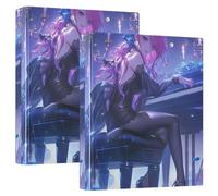 Lot de 2 classeurs à 3 anneaux de 1,5 cm et demi avec porte-bloc pour format lettre (27,9 x 21,6 cm), 200 feuilles - Violet et bleu Anime Play Piano