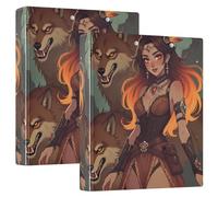 Lot de 2 classeurs à 3 anneaux de 2,5 cm et demi pouces avec poches intérieures, 1/2 classeurs pour l'école à couverture rigide - Motif femme sexy de dessin animé