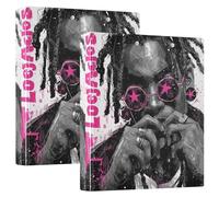 Lot de 2 classeurs à 3 anneaux de 2,5 cm et demi pouces avec poches intérieures pour l'école à couverture rigide - Y2k Rapper Cool