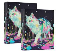 Lot de 2 classeurs à trois anneaux de 1,5 cm et demi avec poches intérieures, couverture rigide, motif chat ragdoll chic