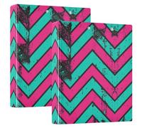 Lot de 2 classeurs à trois anneaux de 2,5 cm et demi avec couverture de poche, format lettre (28 x 21,6 cm), couverture rigide, graffiti zigza couleur vive