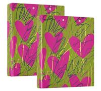 Lot de 2 classeurs à trois anneaux de 2,5 cm et demi avec couverture de poche, format lettre (28 x 21,6 cm), couverture rigide, motif cœurs verts