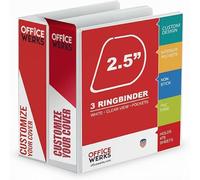 Lot de 2 classeurs professionnels à 3 anneaux en D de 6,3 cm, classeur de présentation pour pages standard, 21,6 x 27,9 cm avec poches, reliure blanche