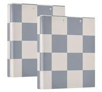 Lot de 2 classeurs ronds de 3,8 cm avec porte-bloc pour fournitures scolaires à couverture rigide - Bleu clair-gris et crème