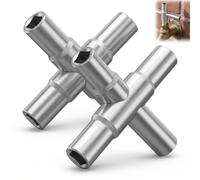 Lot de 2 arrée 4 Voies arrée 6,5mm, 7mm, 8mm, 9mm Universelle pour Robinet, Armoire Électrique, Gaz, Eau, et Compteur, Kit de Remplacement Durable en Acier Inoxydable pour Bricolage
