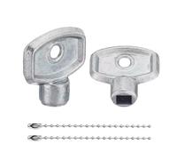 Lot de 2 clés de purge de chauffage arrée de 5 mm avec poignée plate et chaîne argentée - En alliage solide - Extracteur universel pour radiateur - Purge facile - Accessoire de chauffage