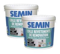 SEMIN Colle Revêtements Muraux Lourds- 2 X 5 kg - Colle Prête à l’Emploi Sans Solvant ni Odeur - Pour Toile de Verre, Revêtements de Rénovation, Murs et Plafonds - Application Rouleau ou Spatule