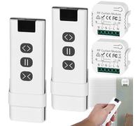 Lot de 2 commandes de volet roulant sans fil : interrupteur de volet roulant, module de relais intelligent, interrupteur pour stores avec télécommande RF pour volets roulants électriques