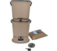 Lot de 2 composteurs Bokashi Essential 15,3L+1kg de Brain+1 Base-Capuccino