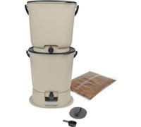 Lot de 2 composteurs Bokashi Essential 15,3L+1kg de Brain+1 Base-Crème