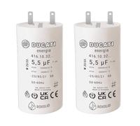 Lot de 2 Condensateurs 5,5 uF pour réparation de volet roulant SOMFY, SIMU. Condensateur cylindriques à 2 cosses Faston 2,8 spécial remplacement pour moteur 20Nm de volet.
