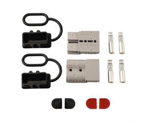 Lot de 2 connecteurs de borne de batterie 120 A pour connecteurs de bornes de batterie robustes à souder étanches et thermorétractables pour véhicules marins, camping-cars, gris