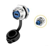 Lot de 2 connecteurs de type C femelle IP68 étanches à écrou arrière pour câble de données industrielles en alliage de couleur blanche