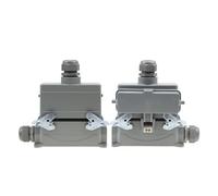 Lot de 2 connecteurs robustes HDC-HE-24, 24 broches, étanches, for l'aviation, avec couvercle protection, 500 V, 16 A