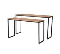 Lot de 2 consoles martelées 140 et 125 cm en manguier et métal